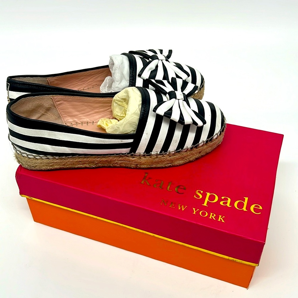 Kate Spade Striped Black and White Espadrilles